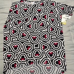 LuLaRoe Mickey Mouse Pattern Irma Shirt - Black and Pink